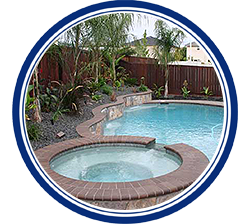 Circular Hot Tub Spa Attached to Pool
